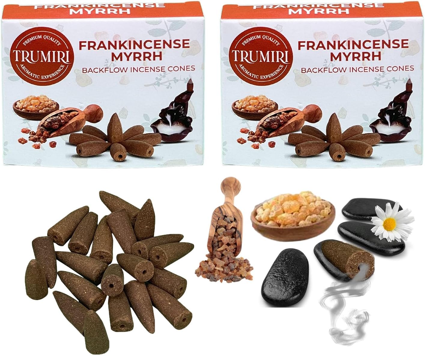 Frankincense Myrrh Backflow Incense - 20 Cones Dual Pack