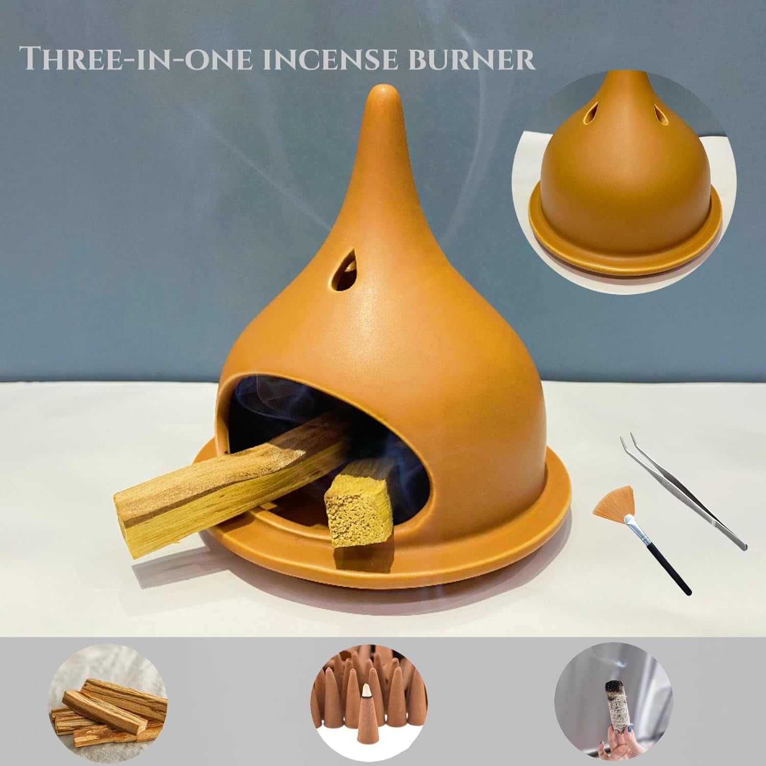 HOVOL 3-in-1 Ceramic Incense Burner Holder
