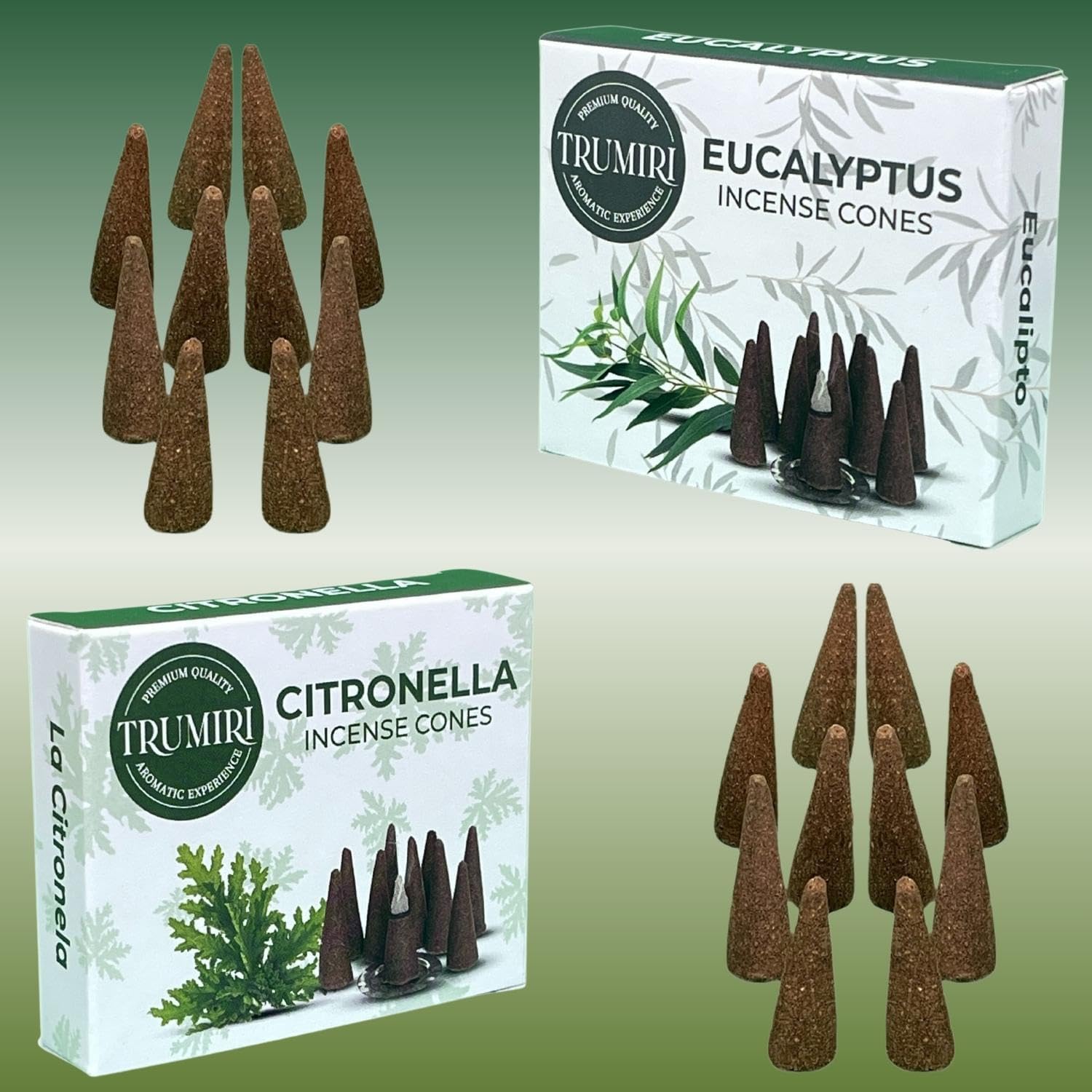 TRUMIRI Incense Cones - 20 Pack of Citronella Eucalyptus