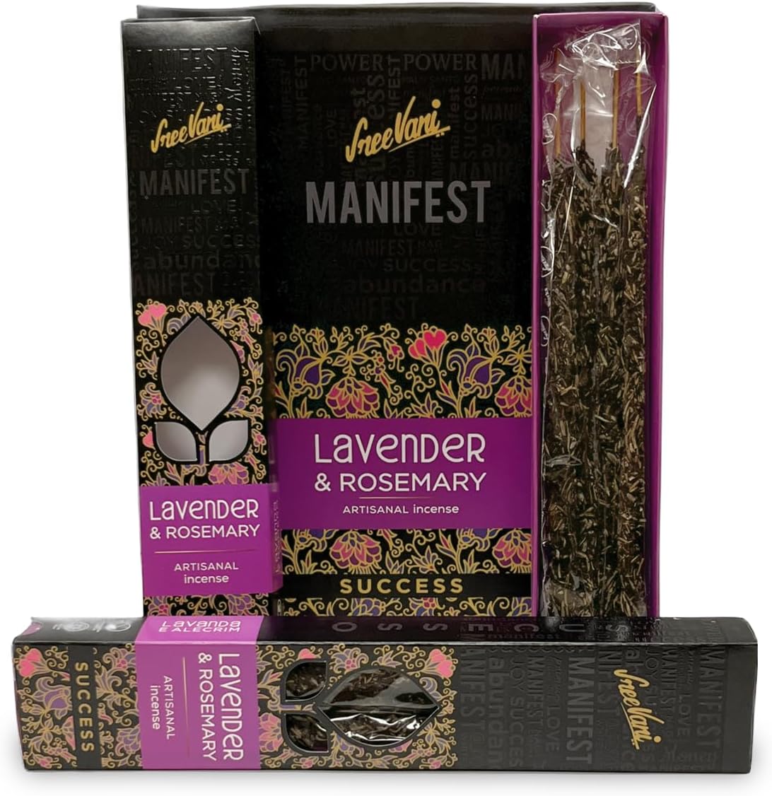 Premium Artisanal Thick Incense Sticks Lavender Rosemary Gift Box 12 Packs