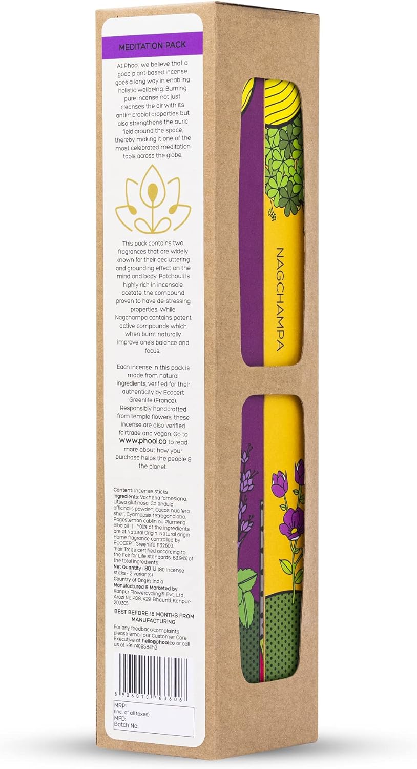 Pack of 2 Natural Incense Sticks with 2 Fragrances - Nagchampa Patchouli