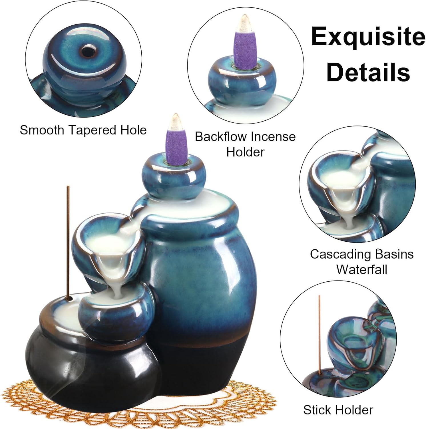 Mofunci Incense Cone Holder Waterfall