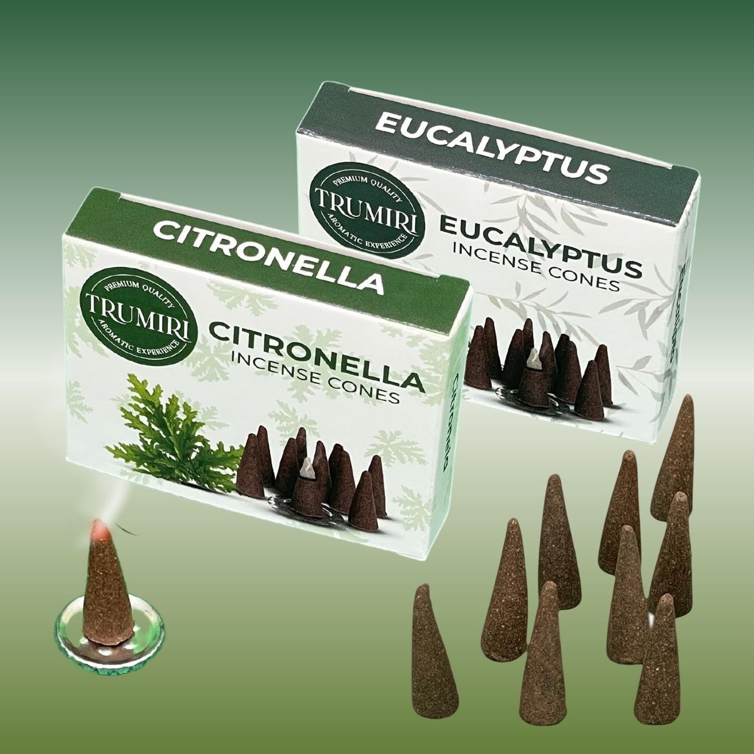 TRUMIRI Incense Cones - 20 Pack of Citronella Eucalyptus