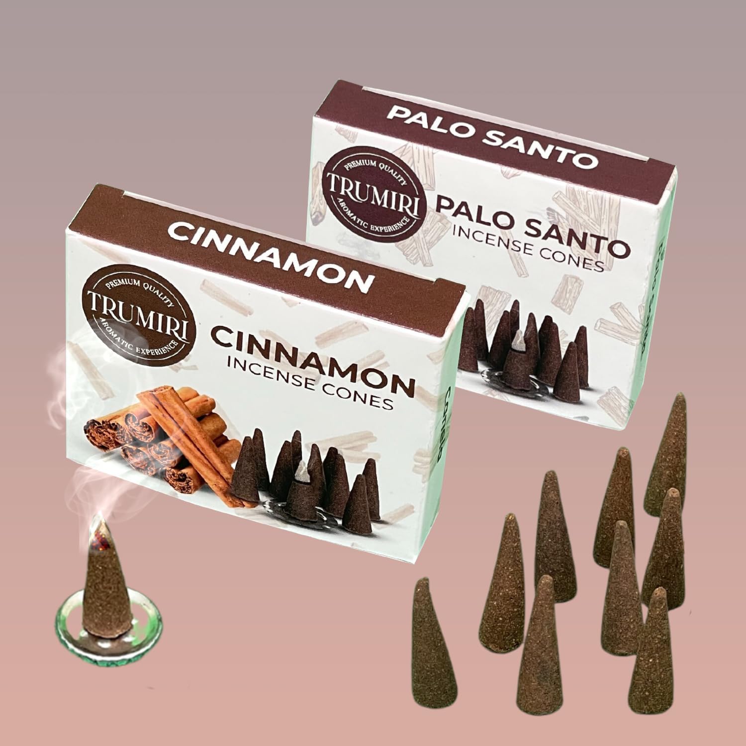 TRUMIRI Palo Santo Cinnamon Incense Cone Combo Pack - 10 Each