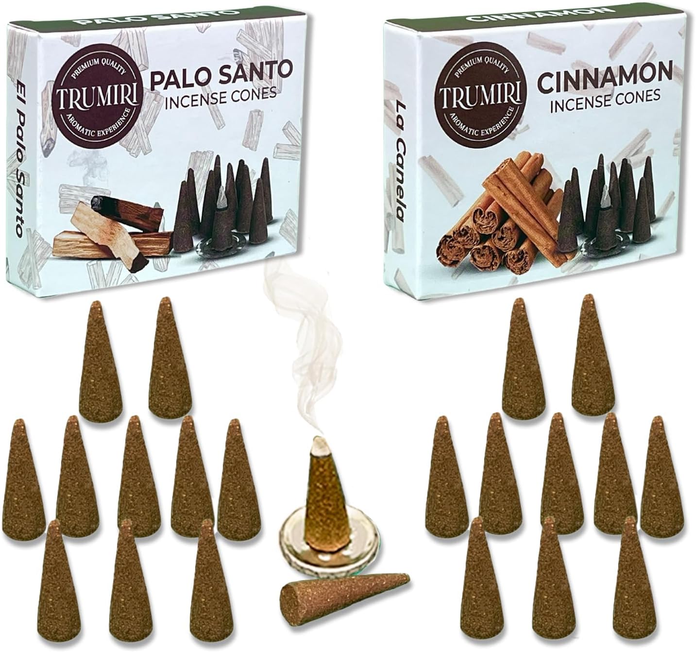 TRUMIRI Palo Santo Cinnamon Incense Cone Combo Pack - 10 Each