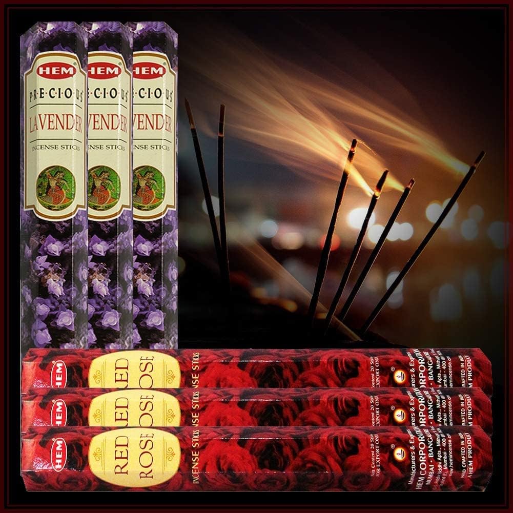 Precious Lavender Red Rose Incense Bundle With Holder