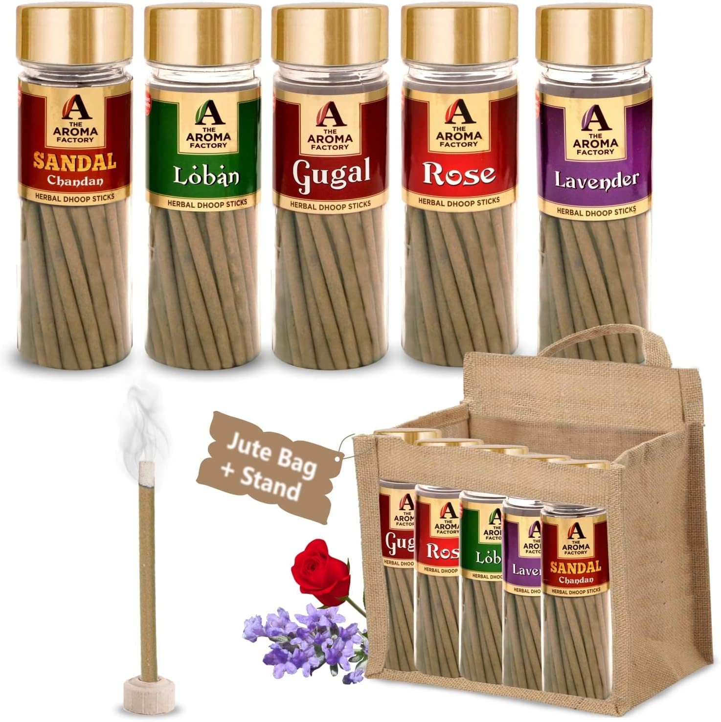 The Aroma Factory Organic Incense Sticks 5 in 1 Set