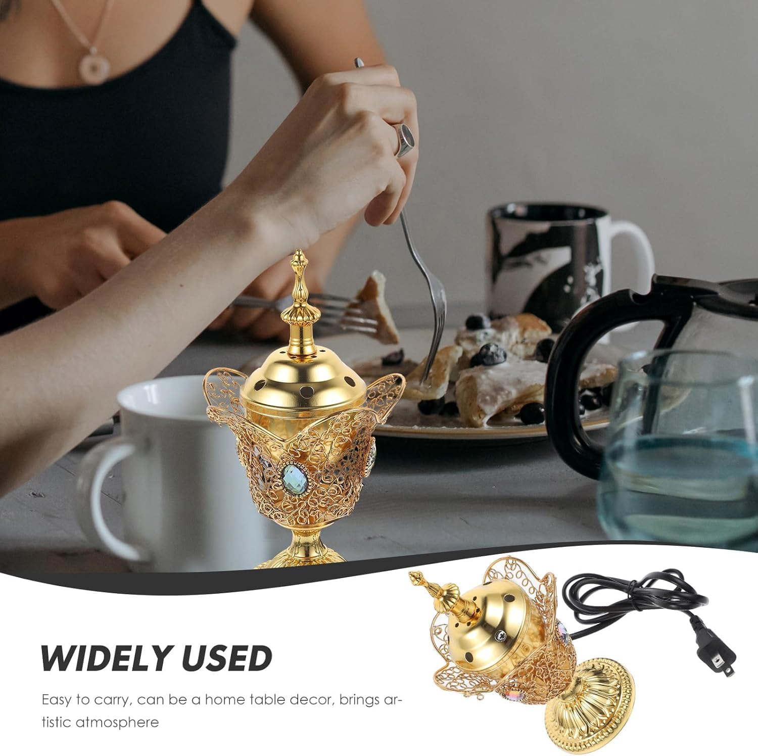 Gold Electric Incense Burner Holder for Home Decor