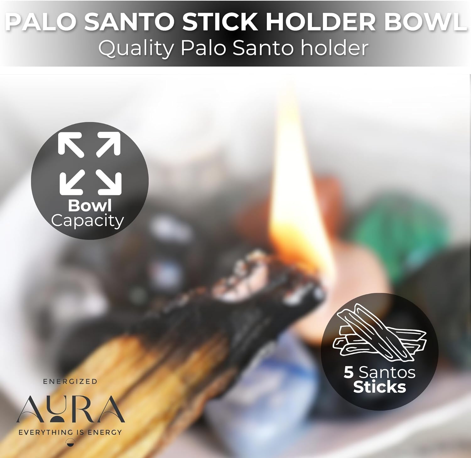 5 Palo Santo Sticks with Holder for Meditation