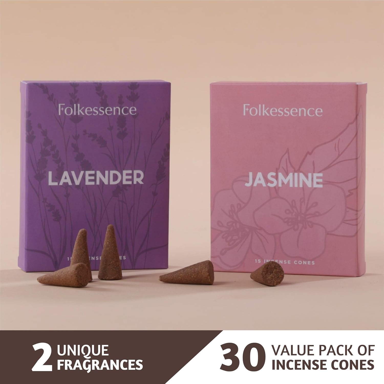 Folkulture Incense Cones Set of 20 Lavender Jasmine Variety Pack