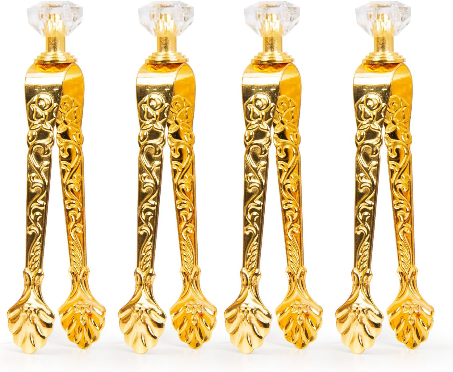 4 Pc Golden Incense Tongs with Floral Handle
