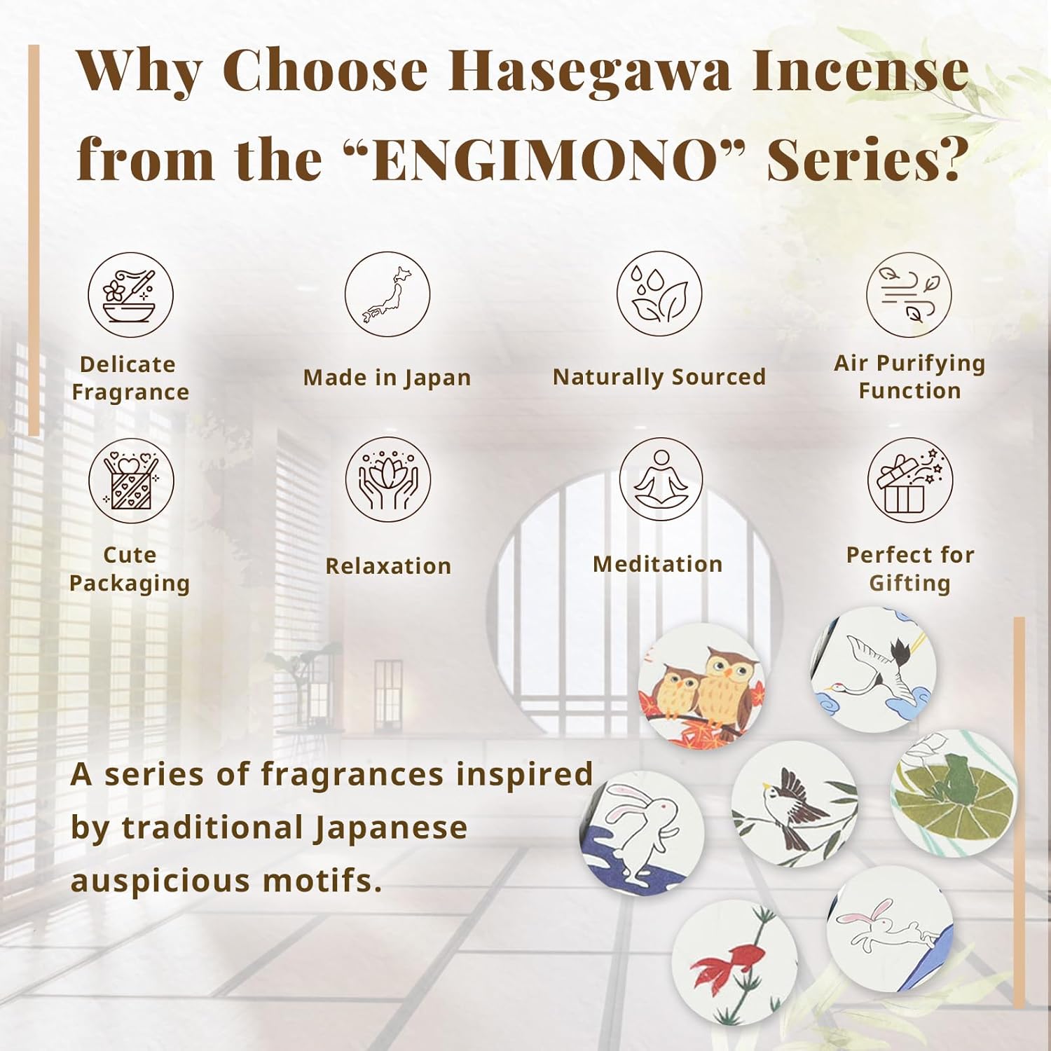 Hasegawa Incense Sticks - Prosperity Leap Fresh Sea Breeze with Artful Wave-Hopping Rabbit Design Washi Wrap Packaging