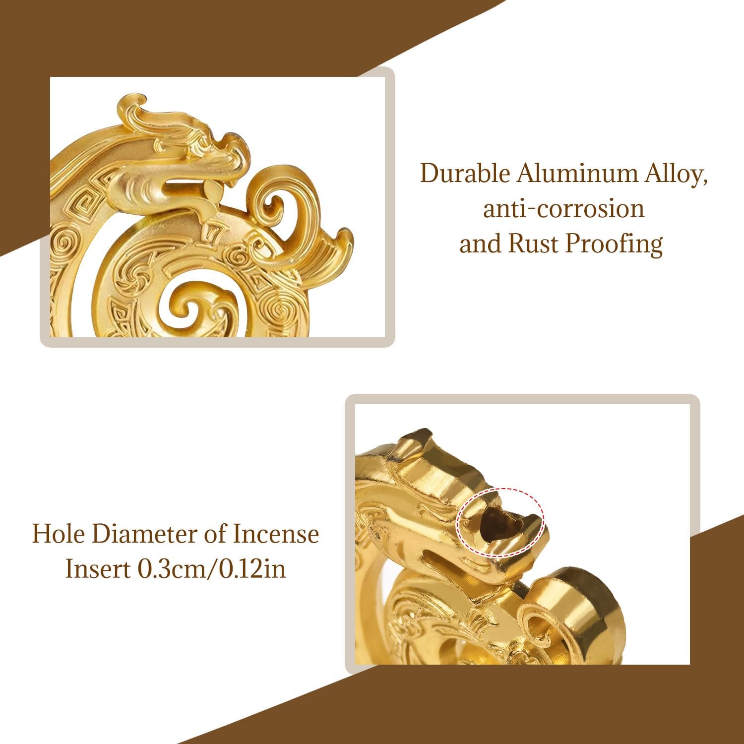 BOROLA Dragon Shaped Incense Holder - Universal Fit Multi Porous Durable Alloy Design
