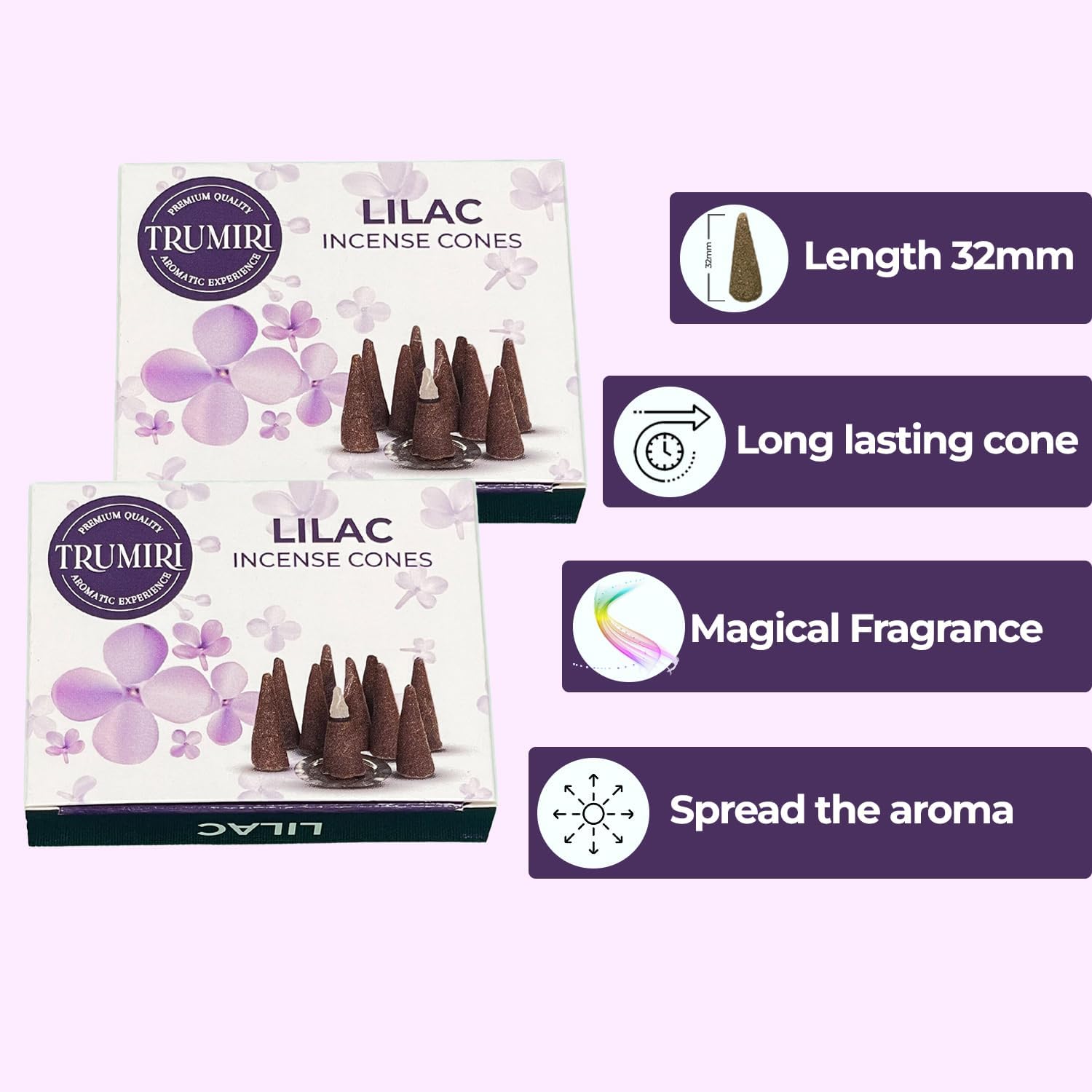 Lilac Incense Cones - 20 Cone Incense - Dual Pack
