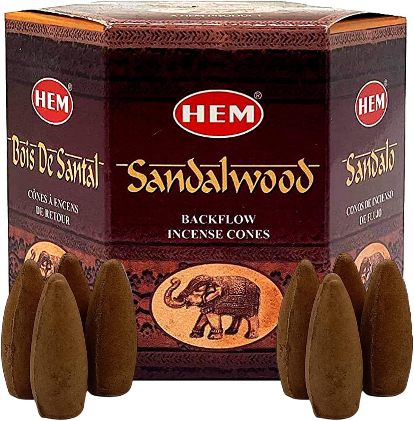 Hem Sandalwood Incense Cones 40 Pack - Natural Woody