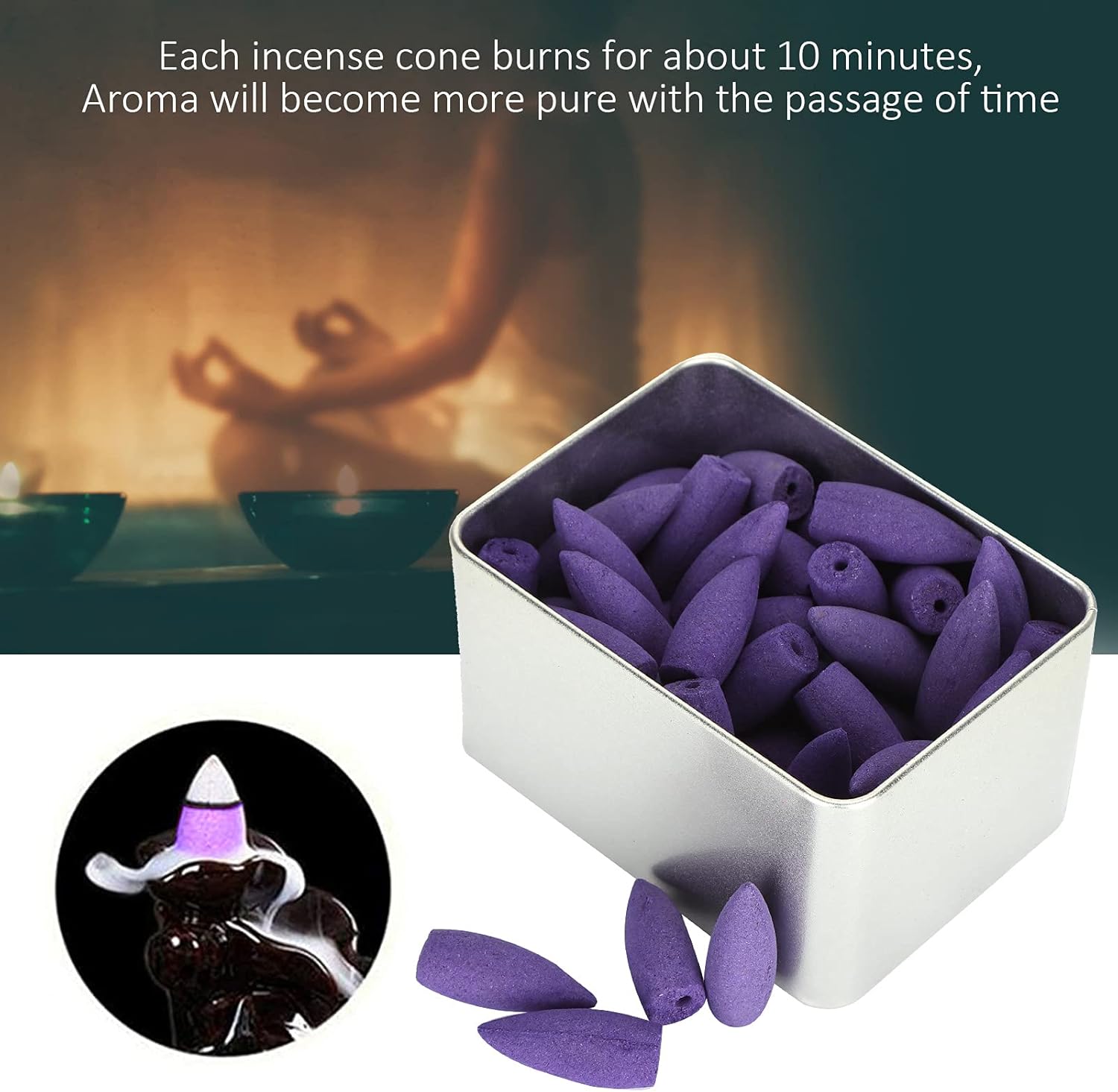 Zerodis 50Pcs Lavender Backflow Incense Cones