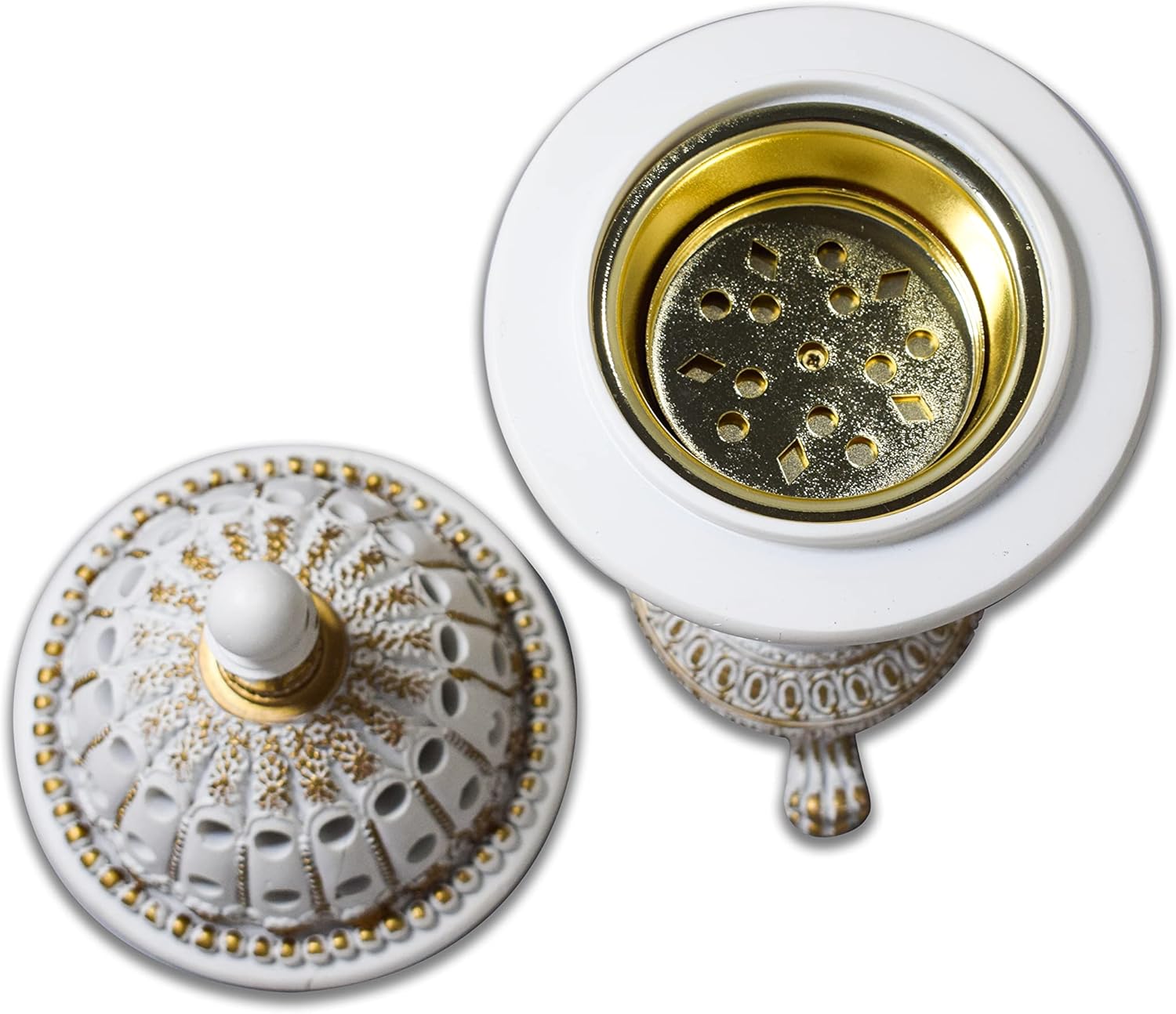 AM Lux Globe Incense Burner - Bakhoor Cone Holder for Office and Spiritual Decor White