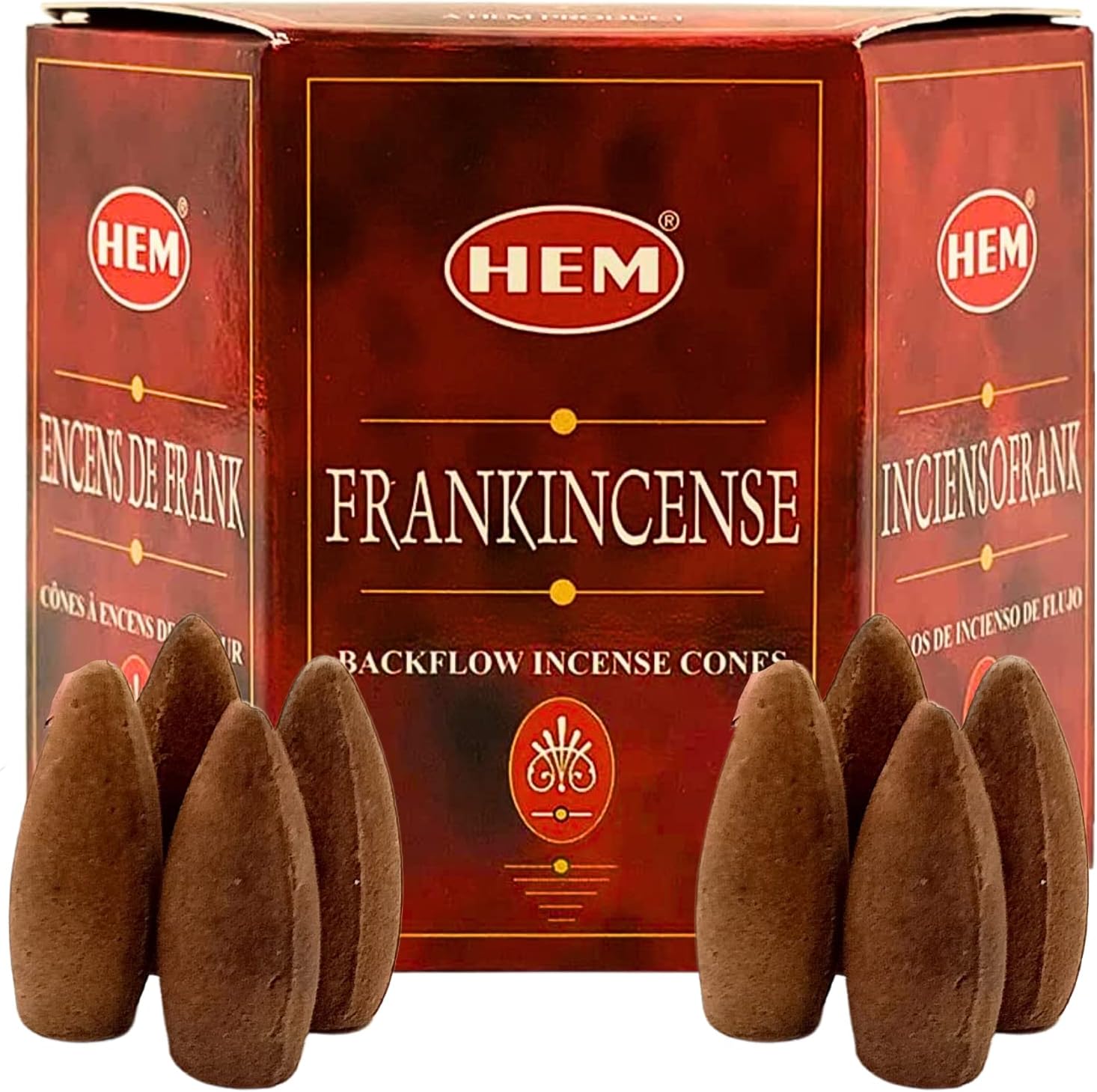 HEM Backflow Incense Cones - Frankincense Myrrh 40 Cones Spiritual Waterfall Incense