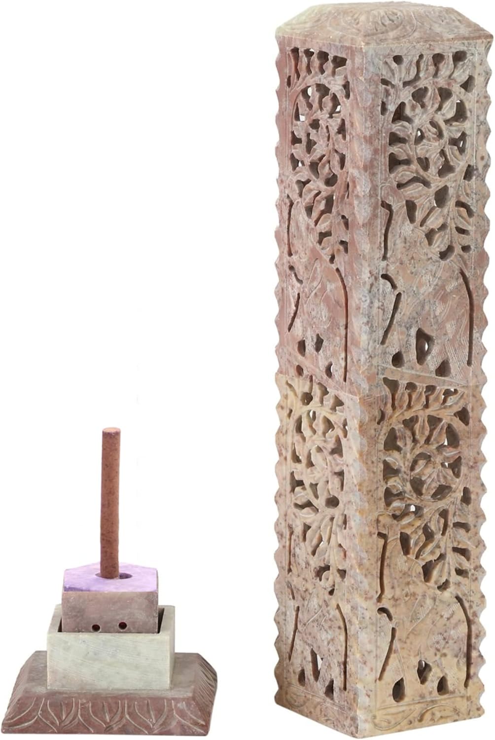 Handmade Carving Soapstone Incense Stick Holder Tower