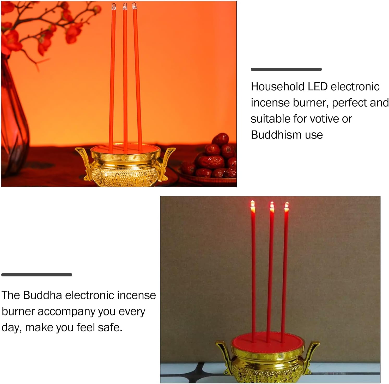 Buddha Style Electronic Incense Burner with LED Light
