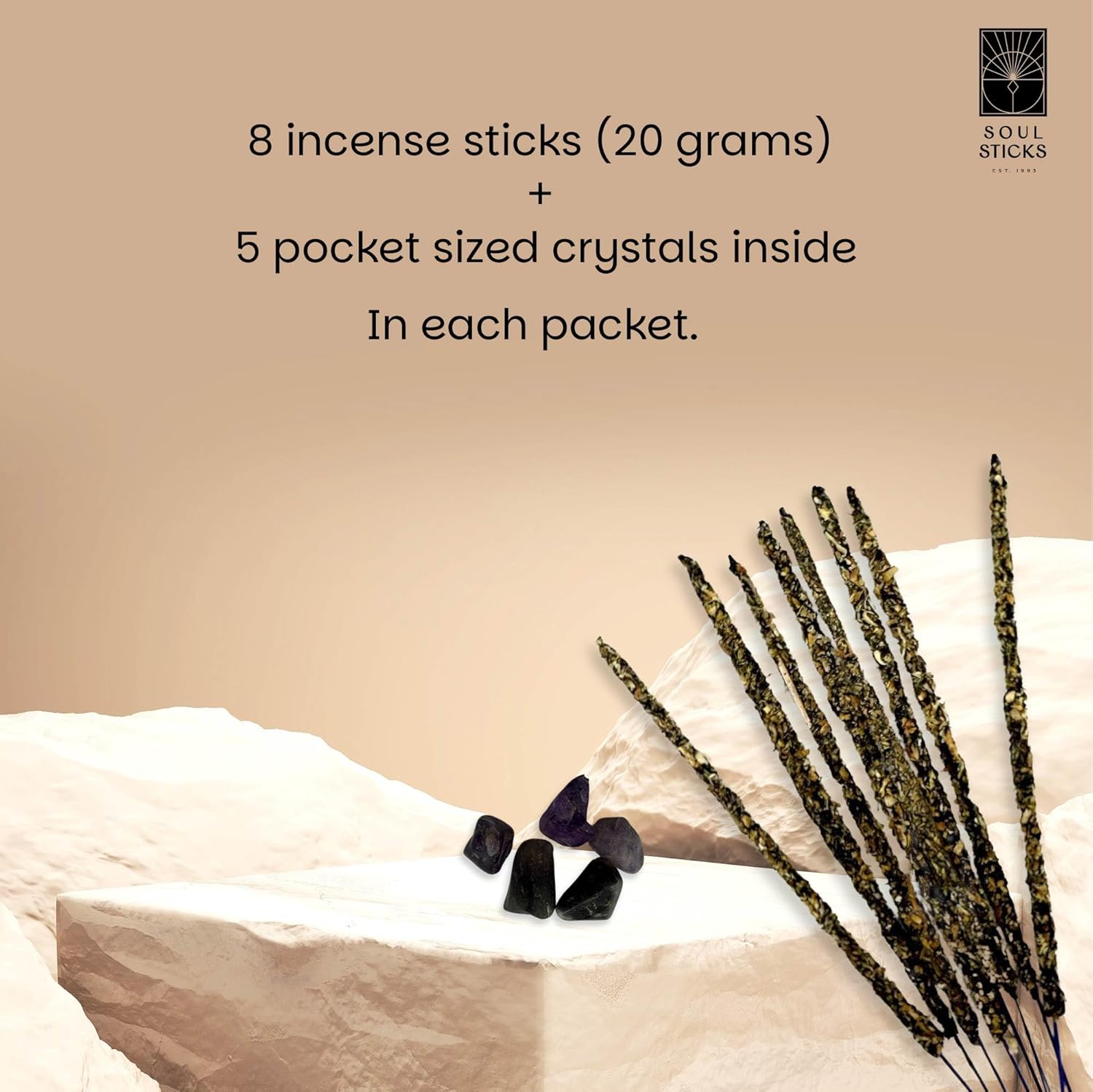 Soul Sticks French Lavender Incense Sticks 20g 5 Crystals Set
