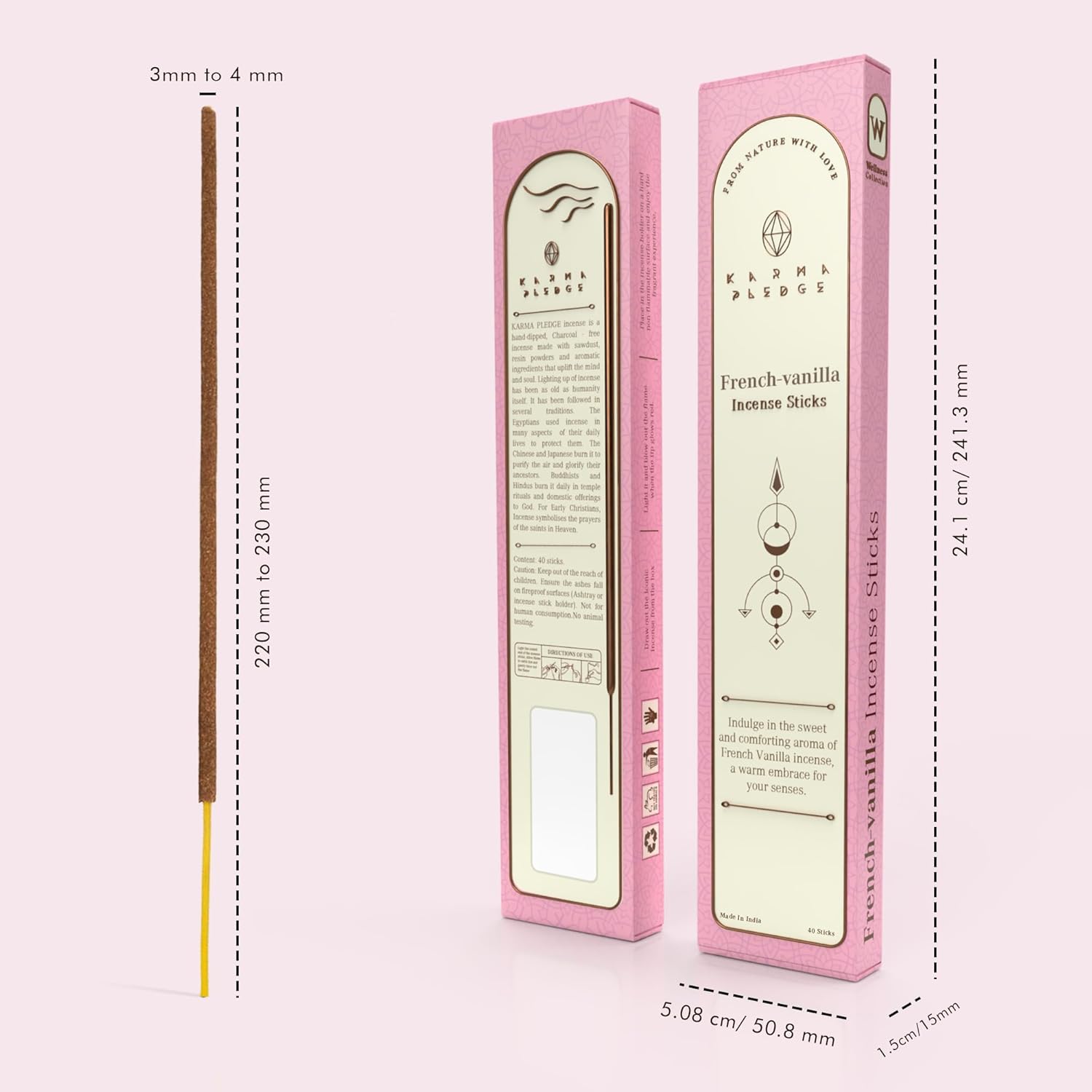 French Vanilla Incense Sticks 40pcs Hand Dipped Natural Burn