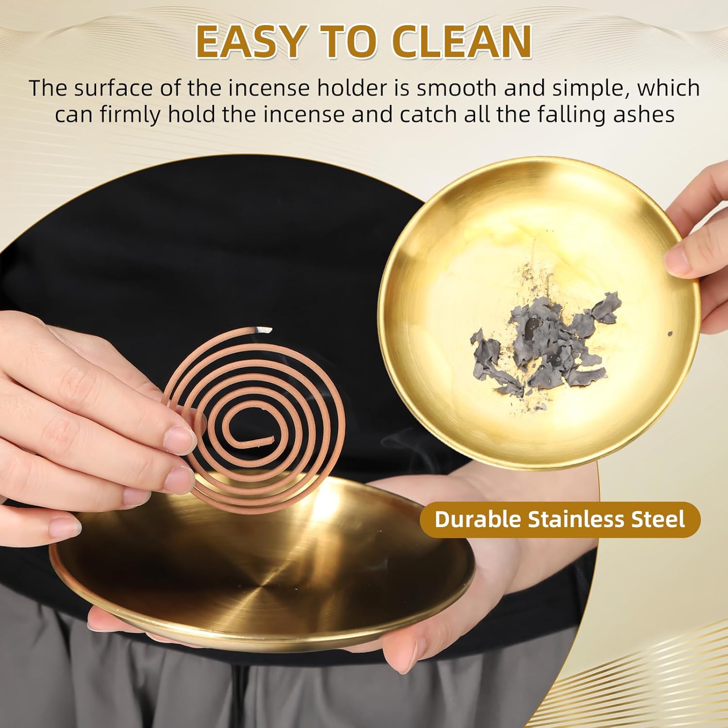 Baderke 4 in 1 Incense Burner Set 12 Pieces Brass Holder for Sticks Coils Cones and Ash Catcher