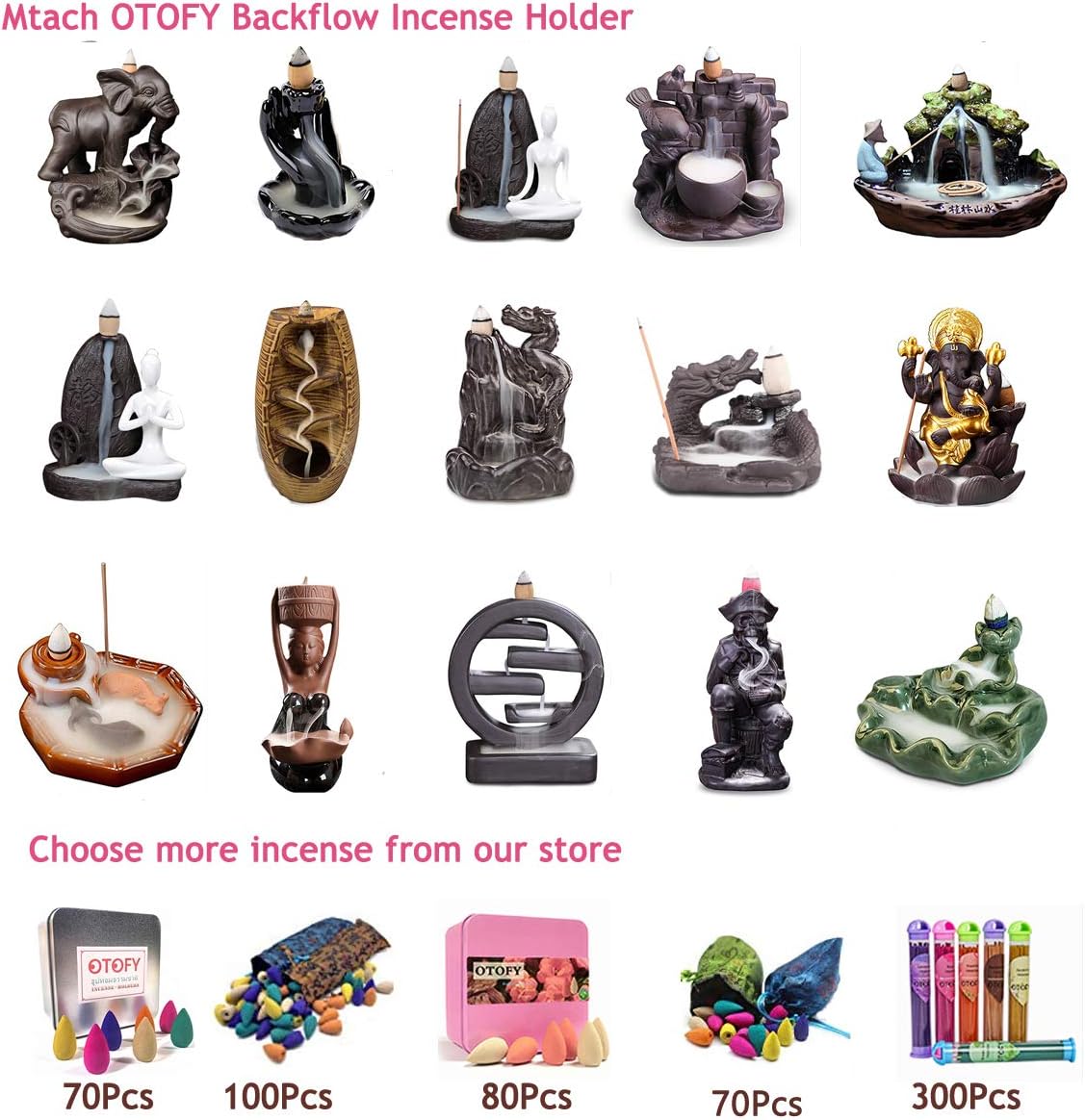 120PCS Backflow Incense Cones with 8 Natural Scents