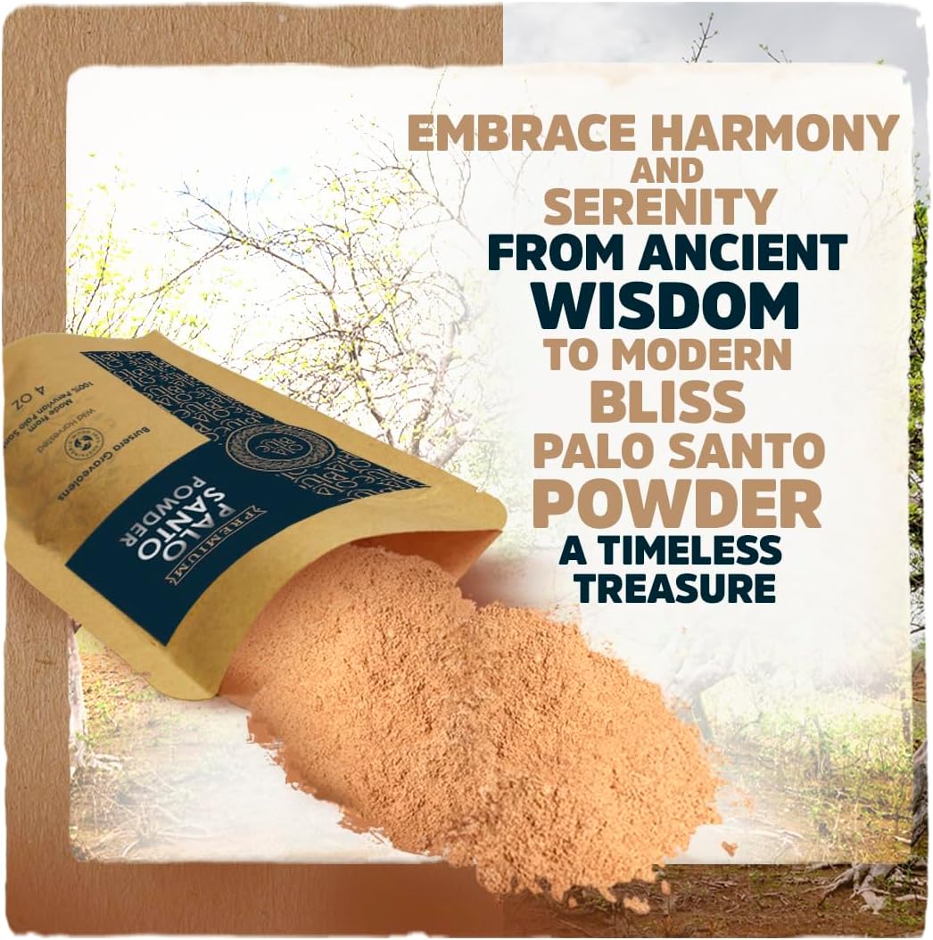 OLA BLUE Palo Santo Powder 4oz Natural from Peru for Smudging and Meditation