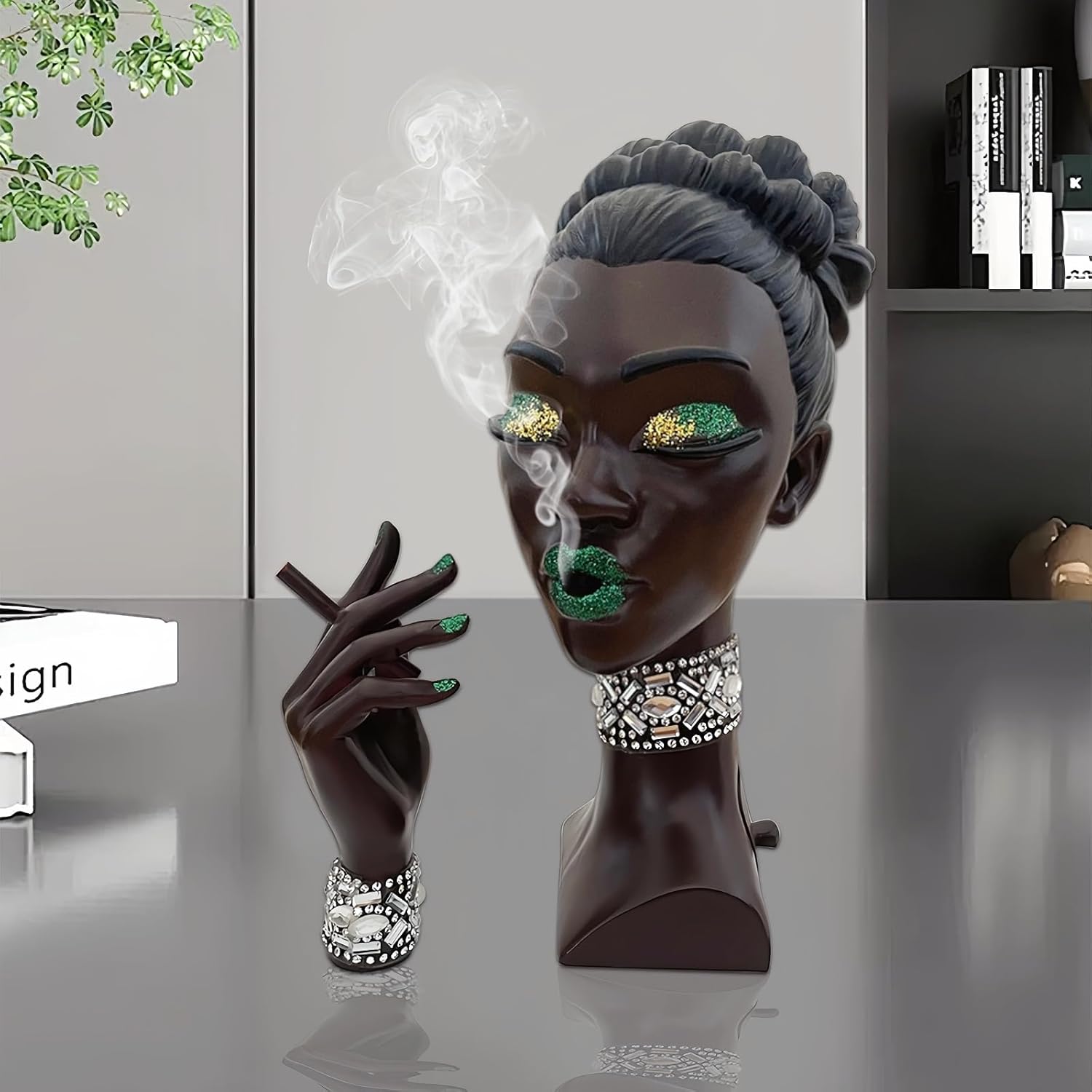 Elegant Head Incense Burner for Black Woman