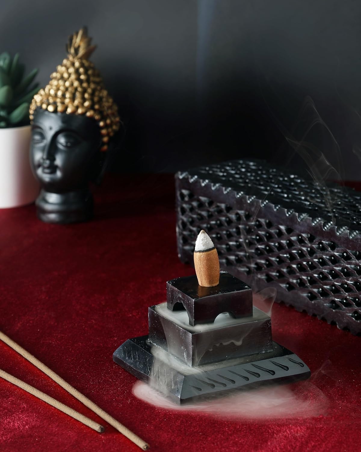 Handmade Soapstone Incense Stick Tower Holder