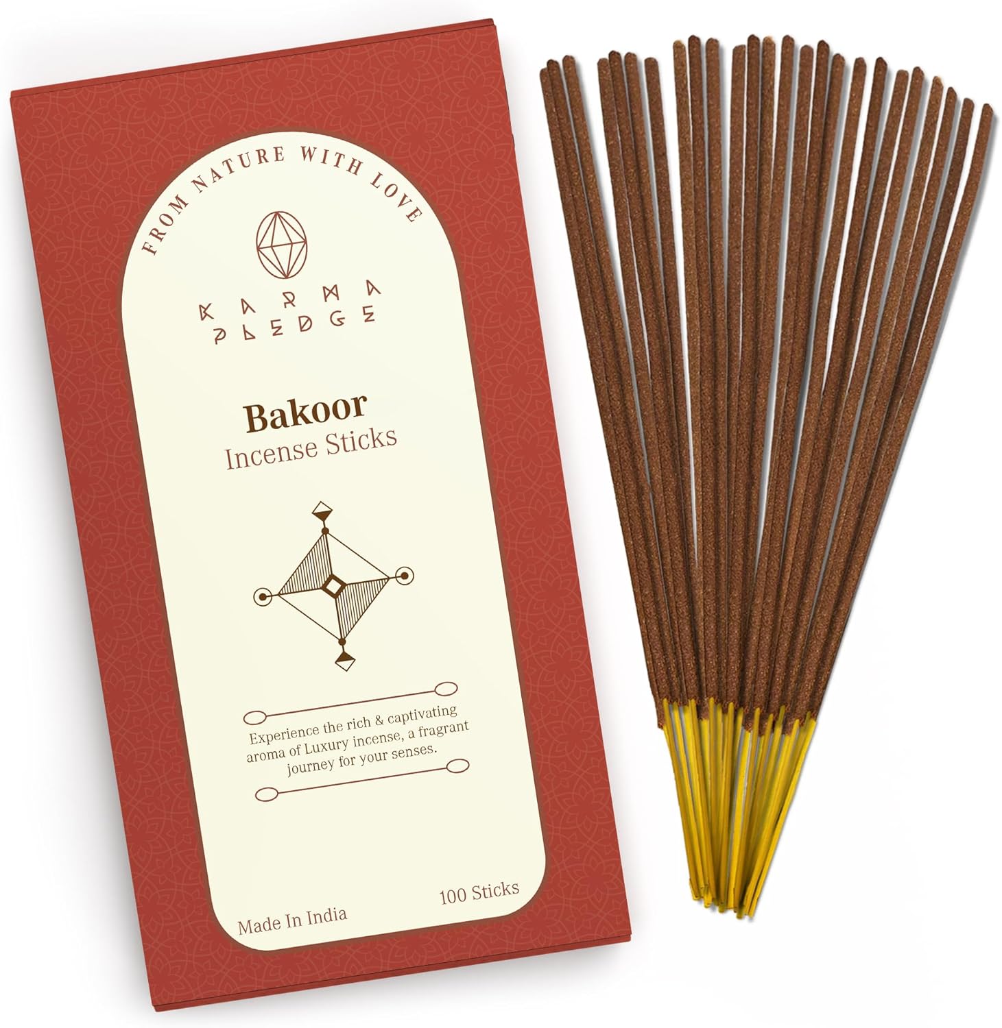 KARMAPLEDGE Bakhoor Incense Sticks 100 Count Natural Aromatic
