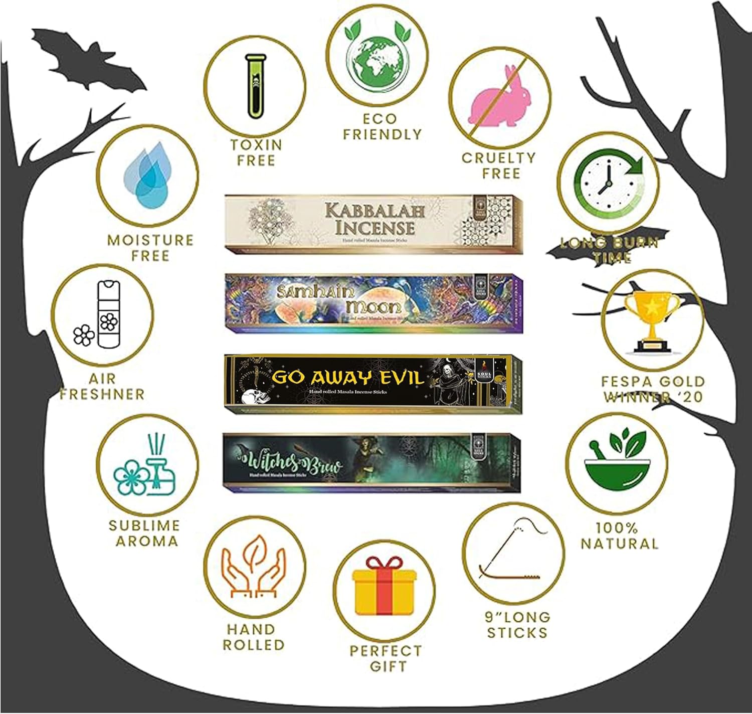 Soul Sticks 4 Pack Natural Incense Sticks Variety