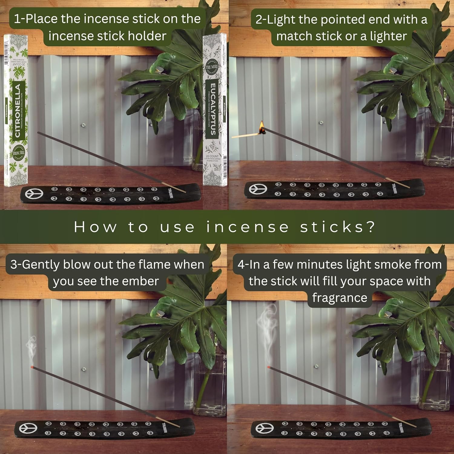 TRUMIRI Organic Incense Sticks - 40 Pack 20 Citronella 20 Lemongrass