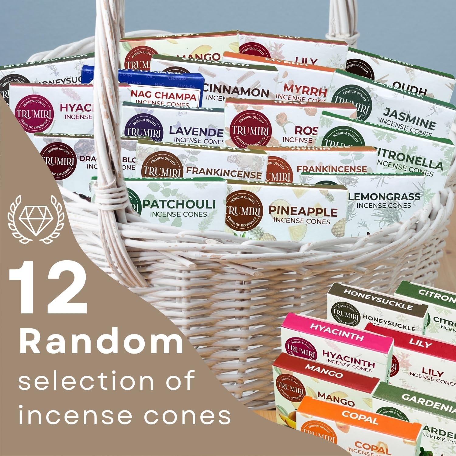 Trumiri Incense Cones 120 Pack with 12 Scents