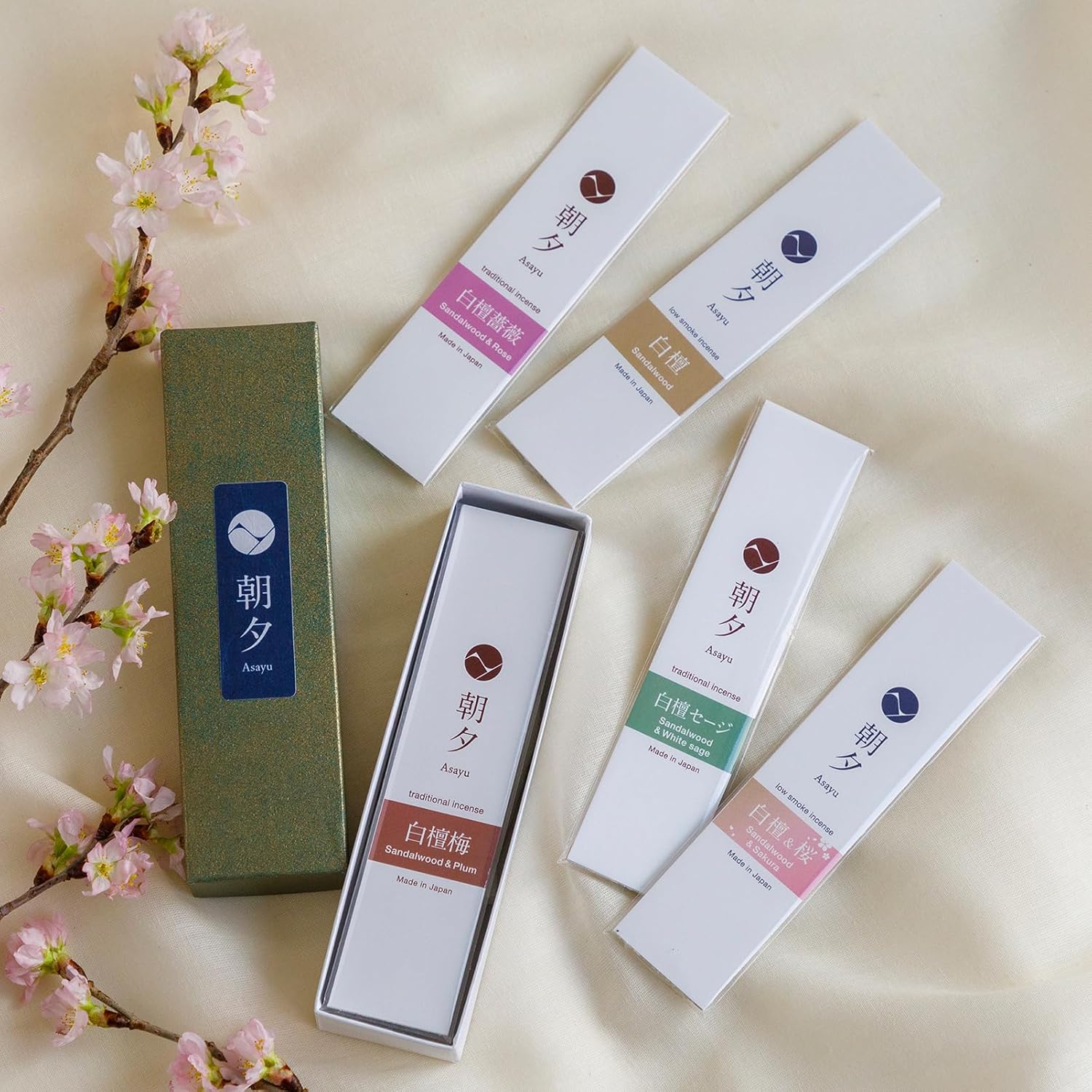 Asayu Japan Incense Sticks Assortment 5 Sandalwood Blends