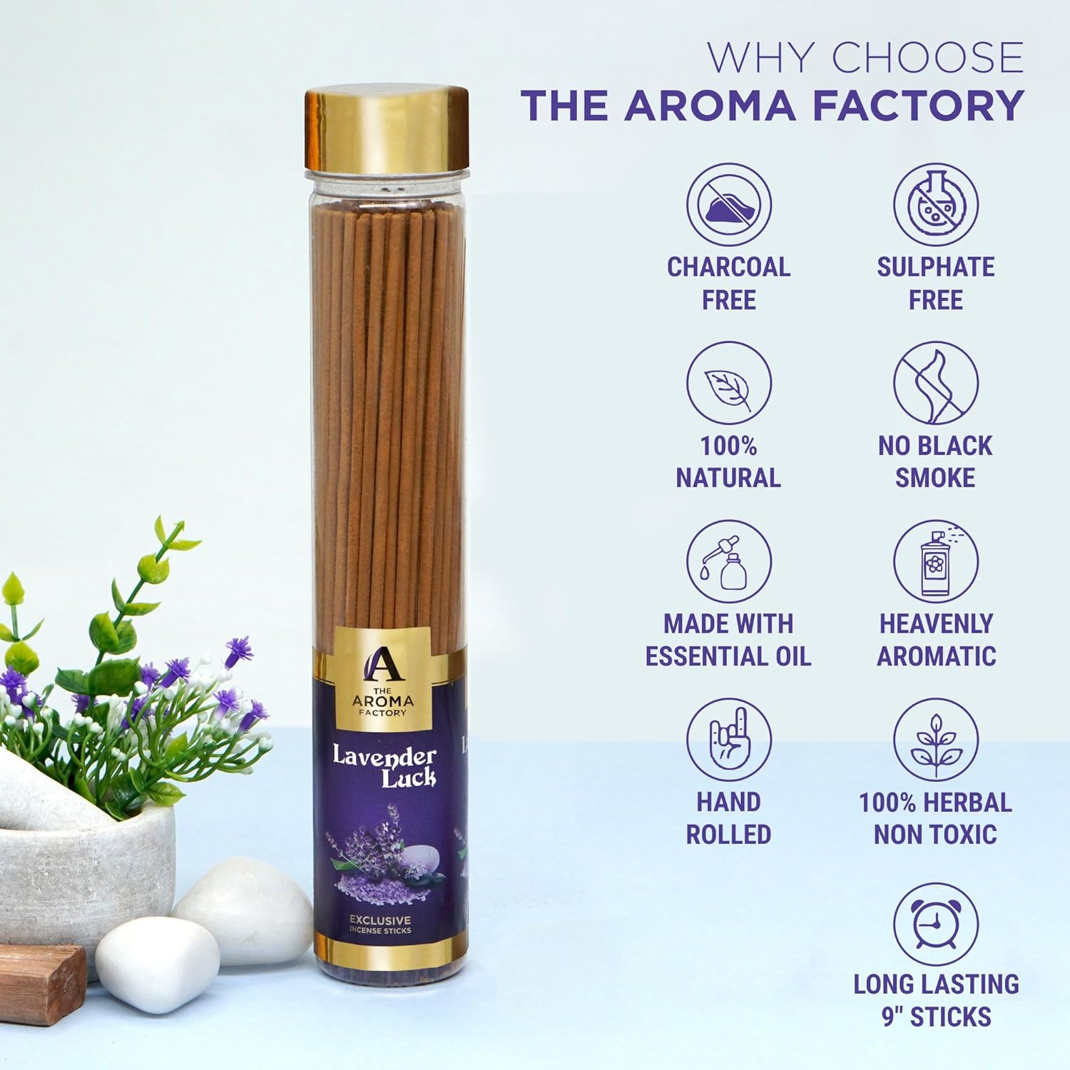 The Aroma Factory Lavender Incense Sticks for Pooja