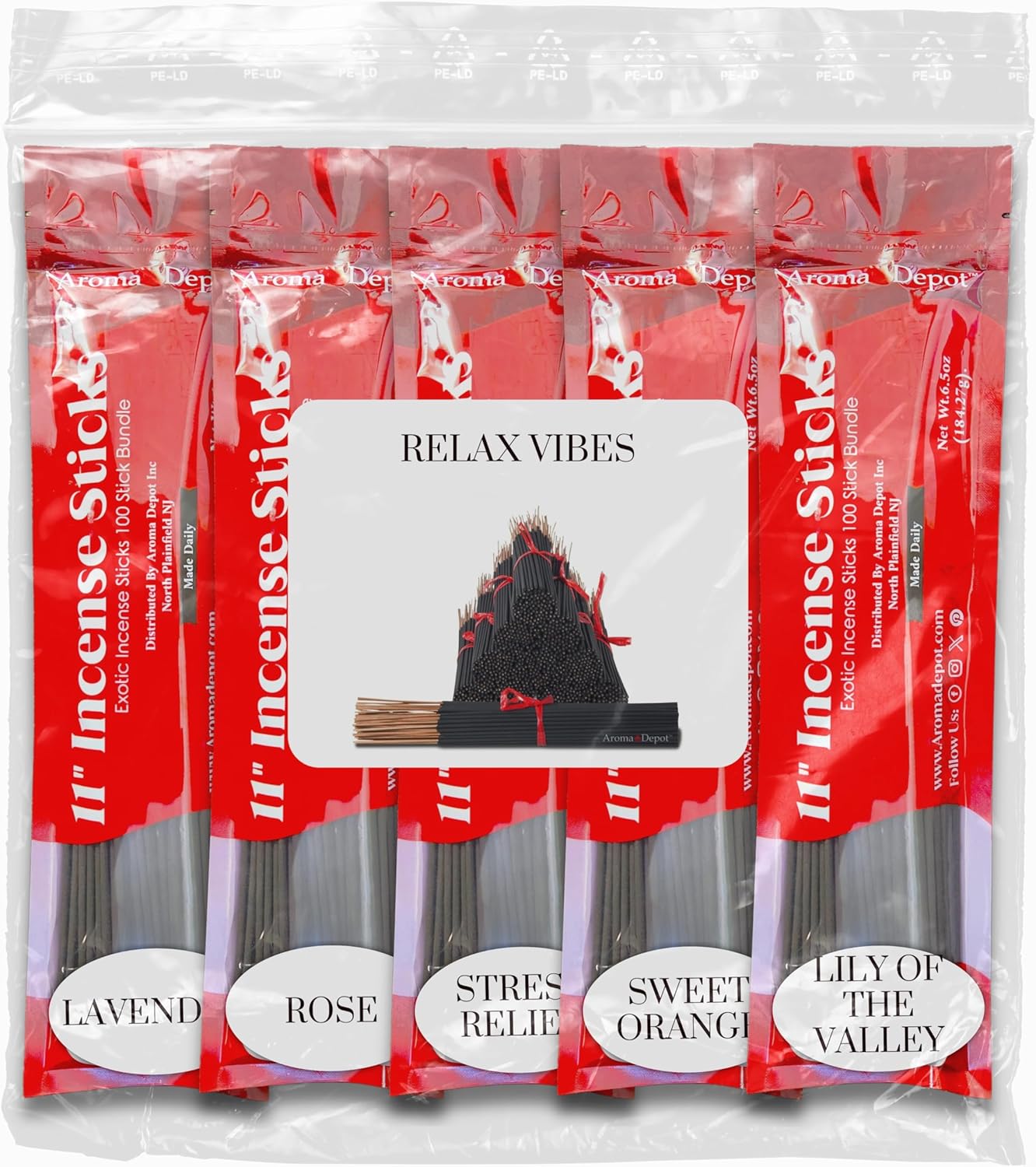 Aroma Depot Relax Vibes 11 Inch Incense Sticks Variety Set 500 Pack