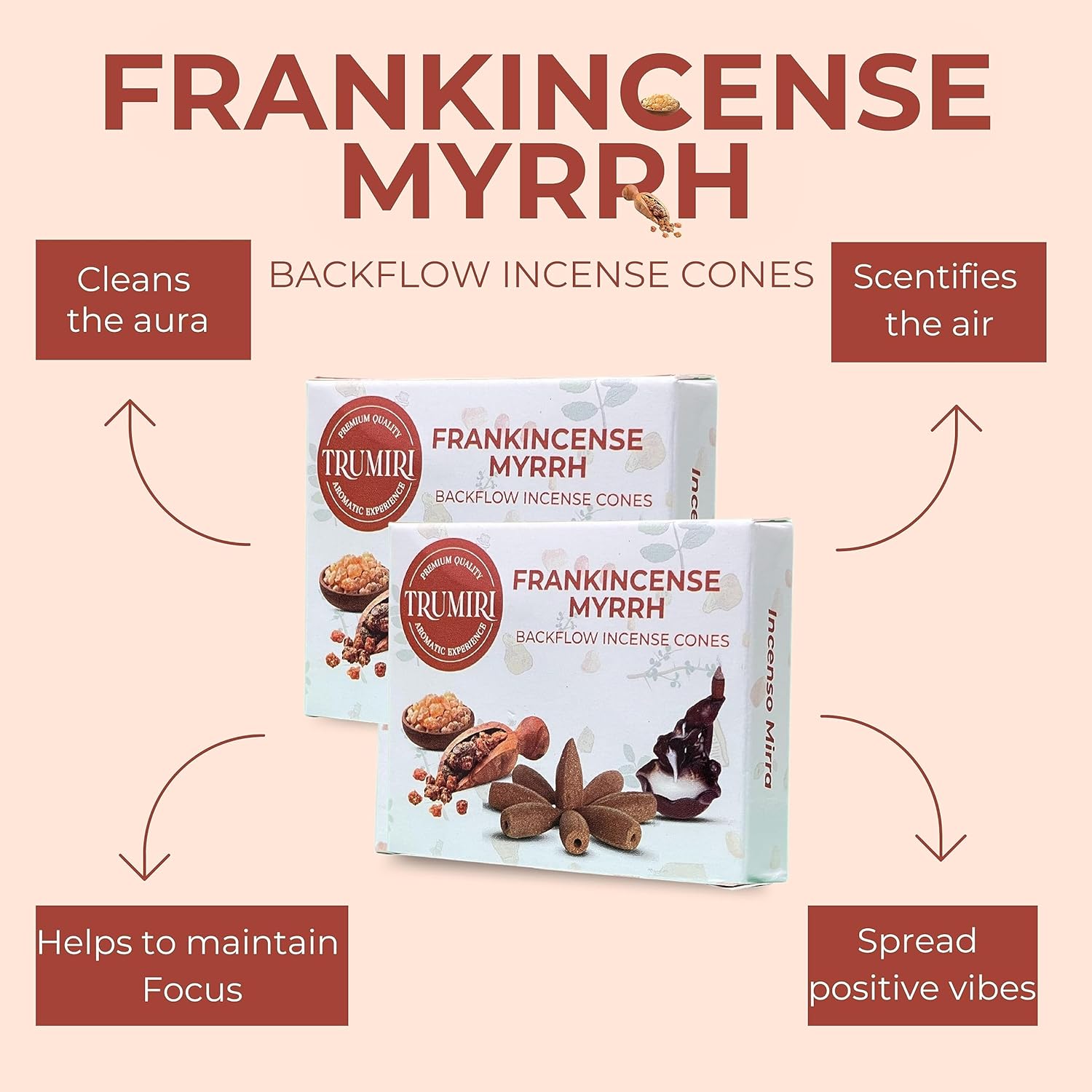Frankincense Myrrh Backflow Incense - 20 Cones Dual Pack