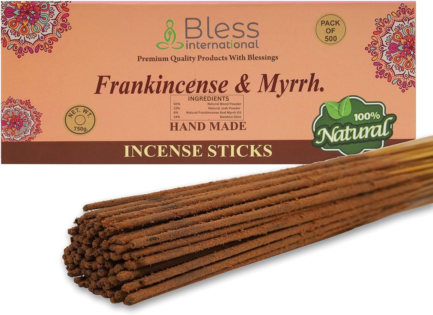 Bless Frankincense and Myrrh Natural Handmade Incense Sticks 500 Sticks