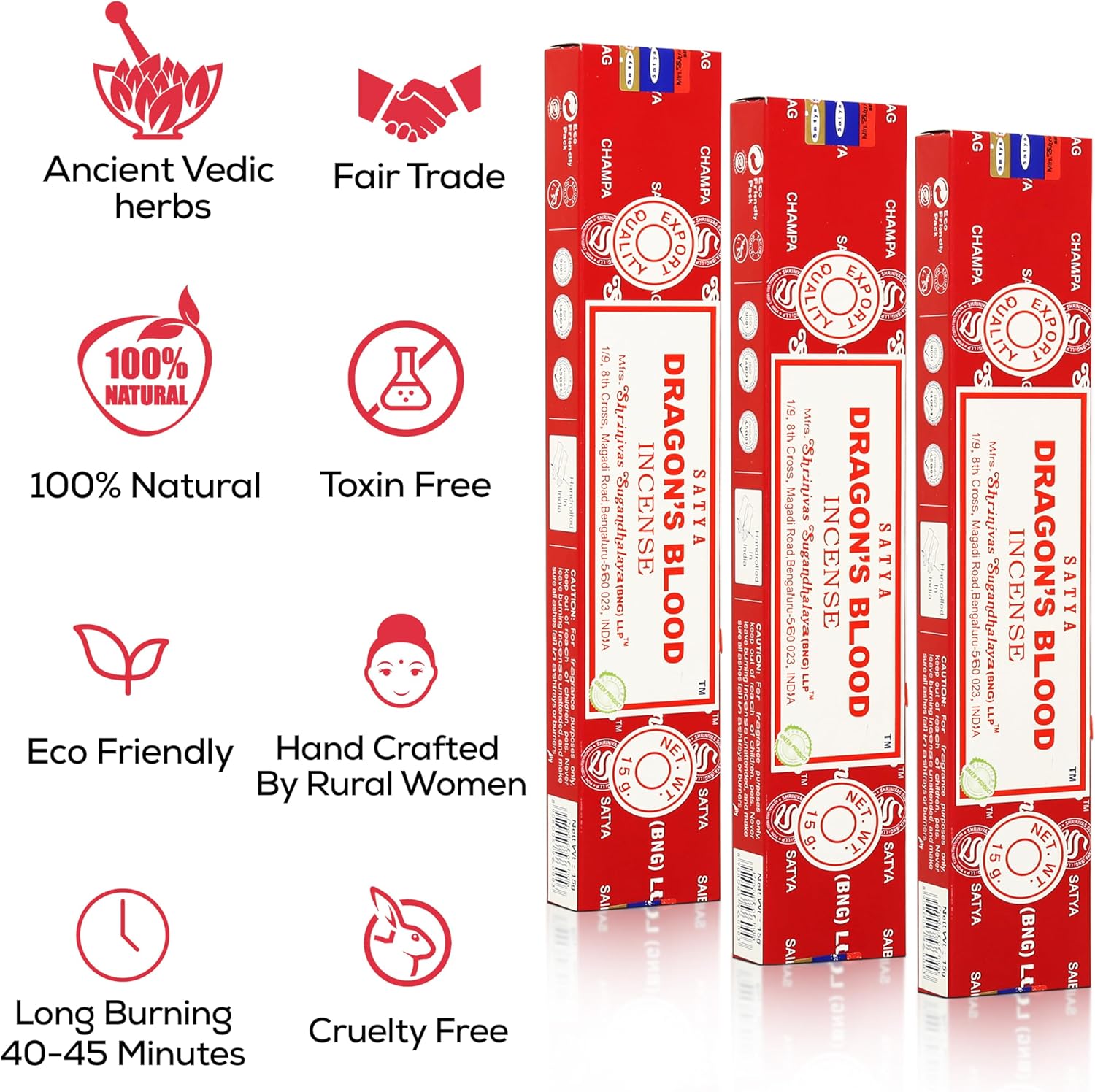 Raajsee Satya Dragon Blood Incense Sticks 15gmx12 Pack with Holder Bundle