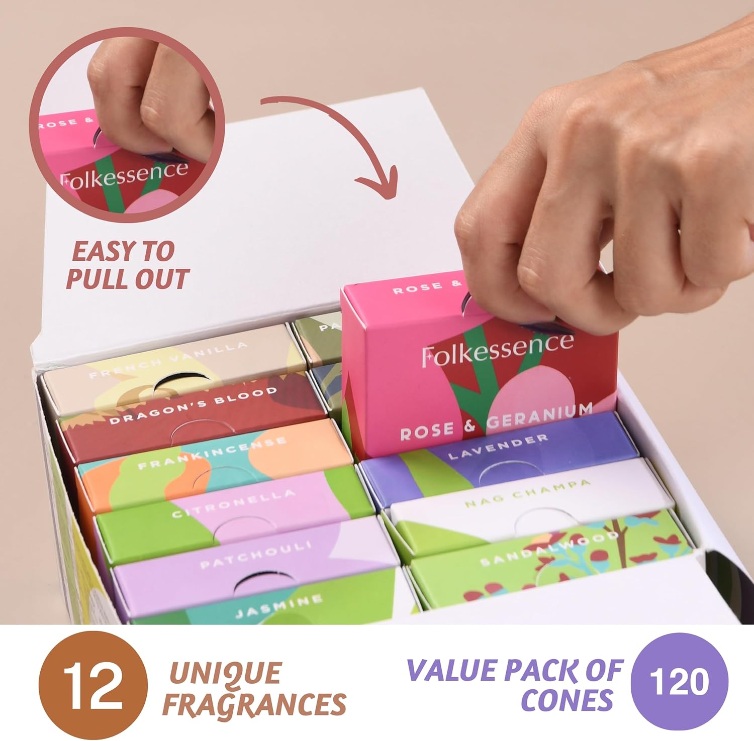 Folkulture Waterfall Incense Cones Set of 12 Good Vibes