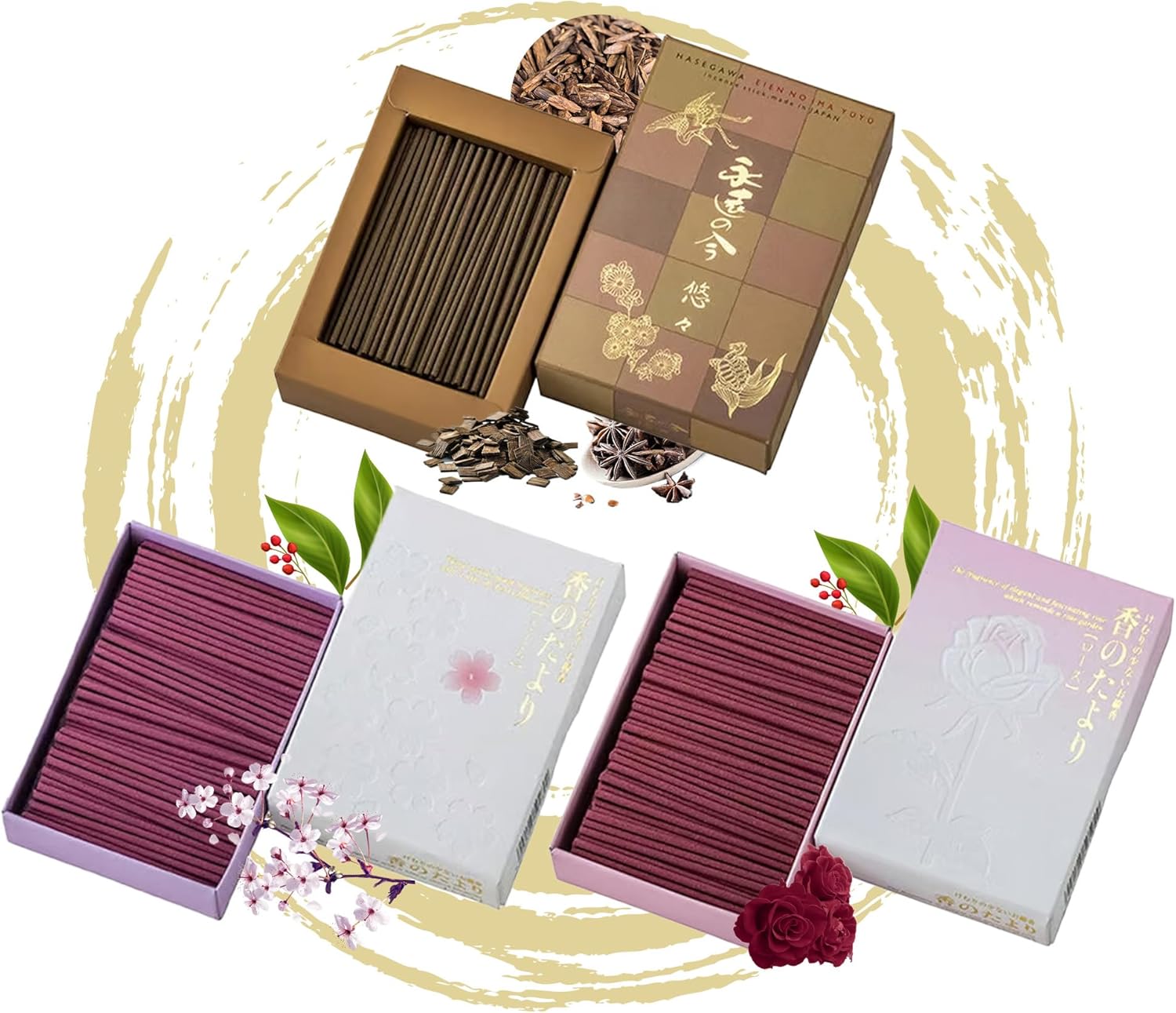 Hasegawa Japanese Low Smoke Mini Incense 3-Pack 140g