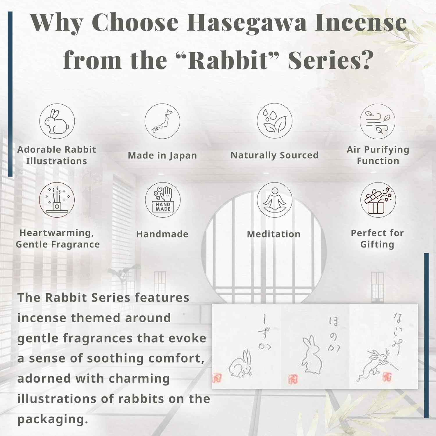 Hasegawa Rabbit Series Incense Cone Set 10 Cones with Holder