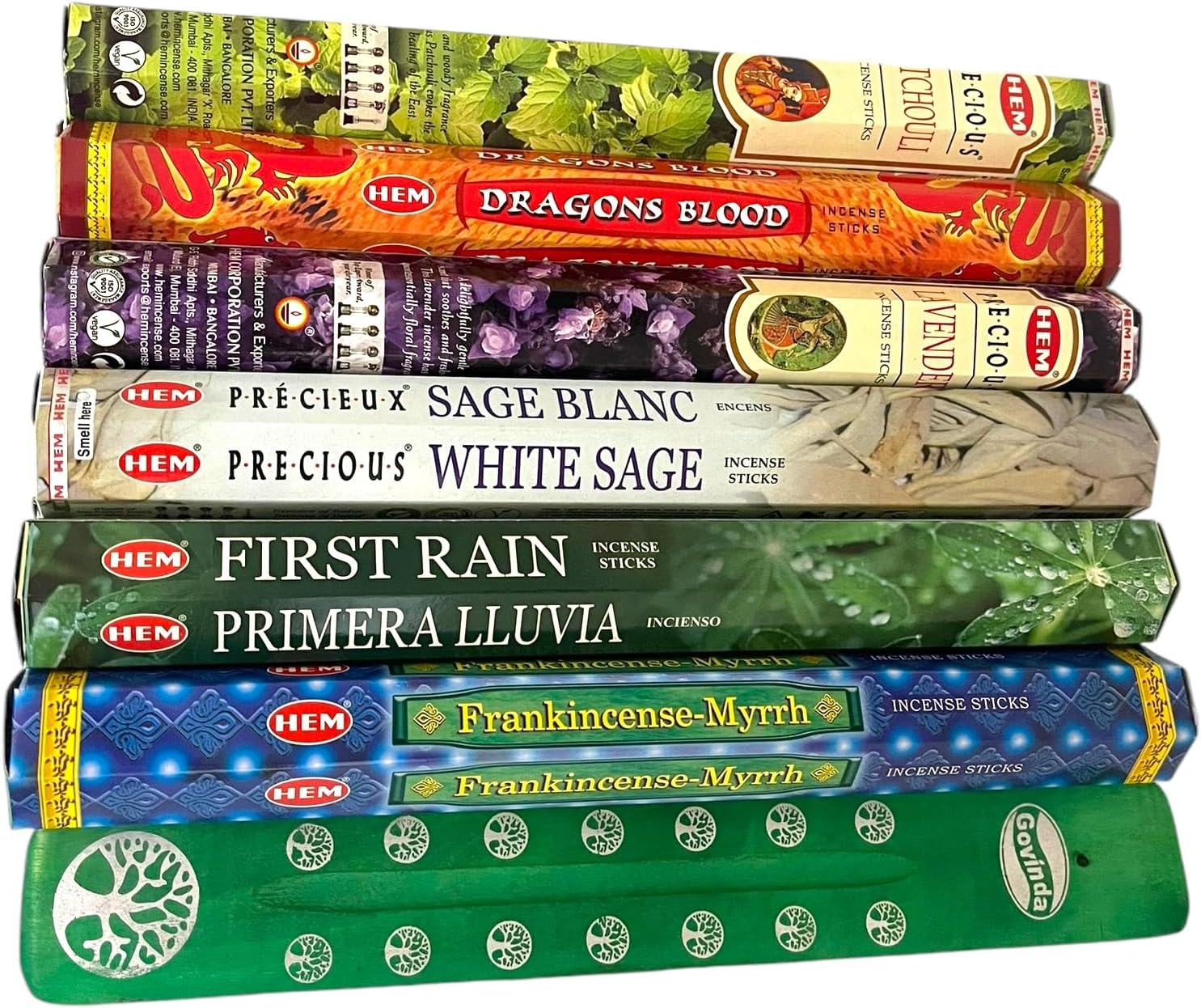 Govinda Hem Incense Sticks Variety Pack with Holder