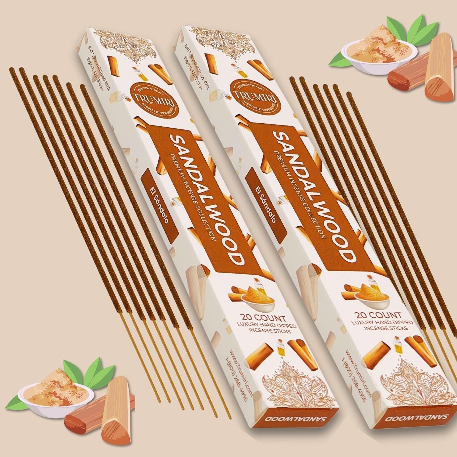 Sandalwood Incense Sticks - Dual Pack of 20