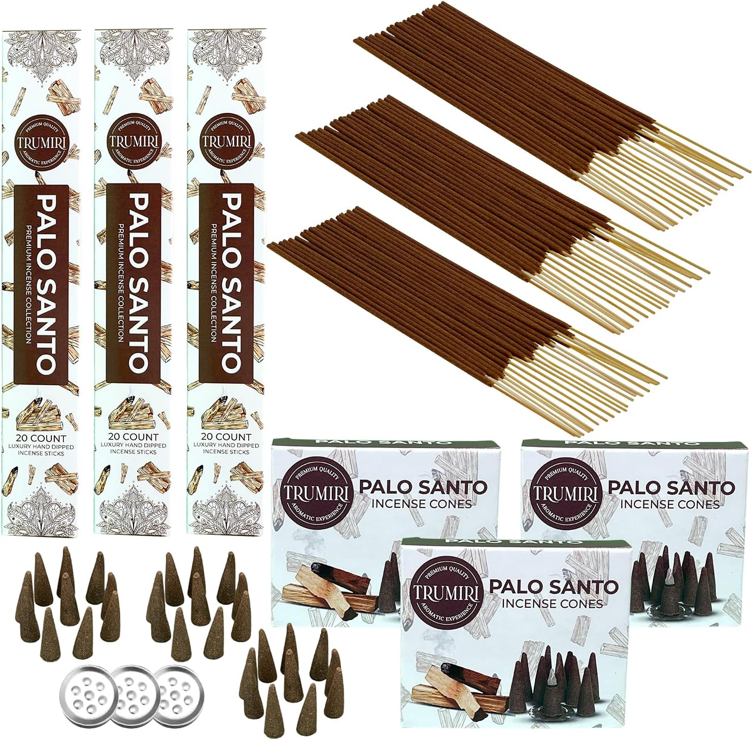 TRUMIRI Palo Santo Incense Sticks Cones Combo Pack