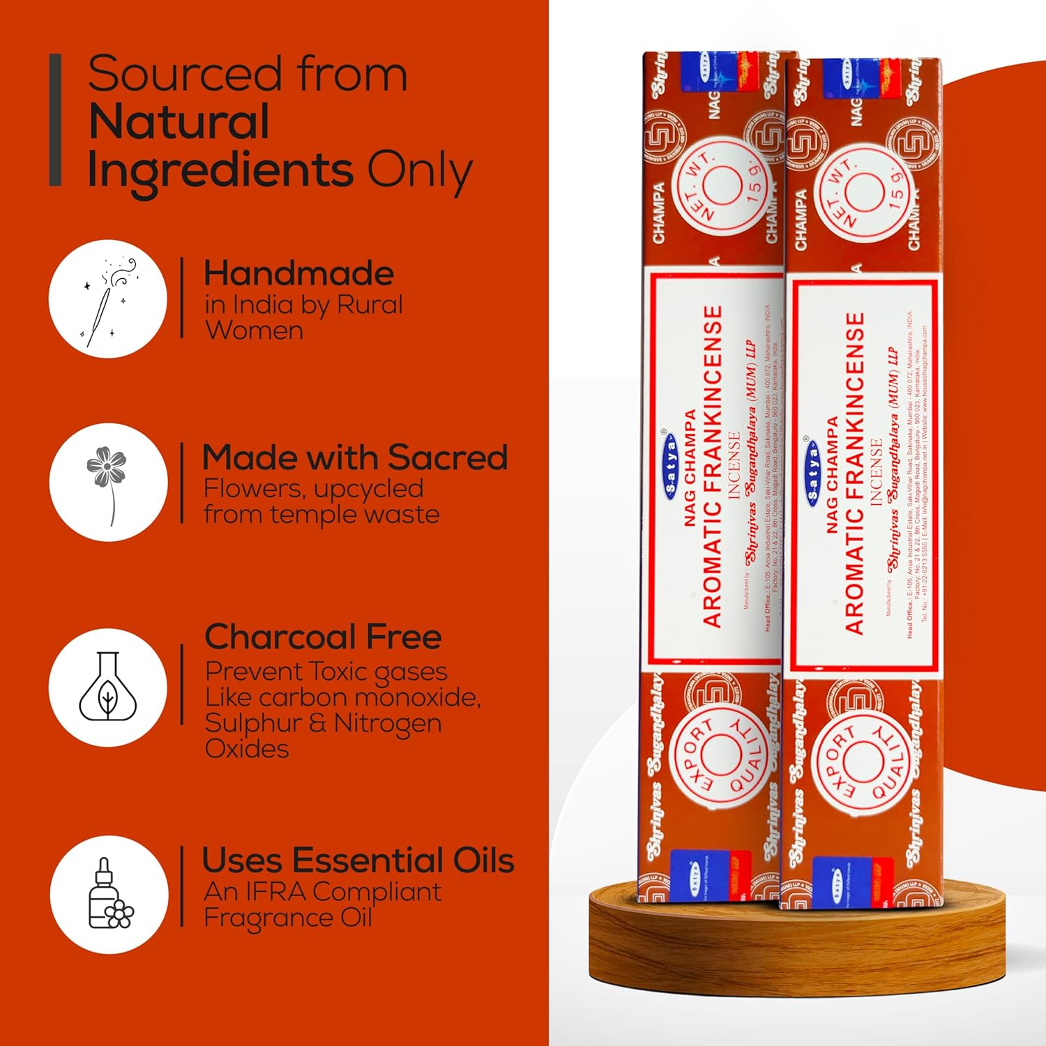 Satya Aromatic Frankincense Incense Sticks 45 gm Pack with Raajsee Holder