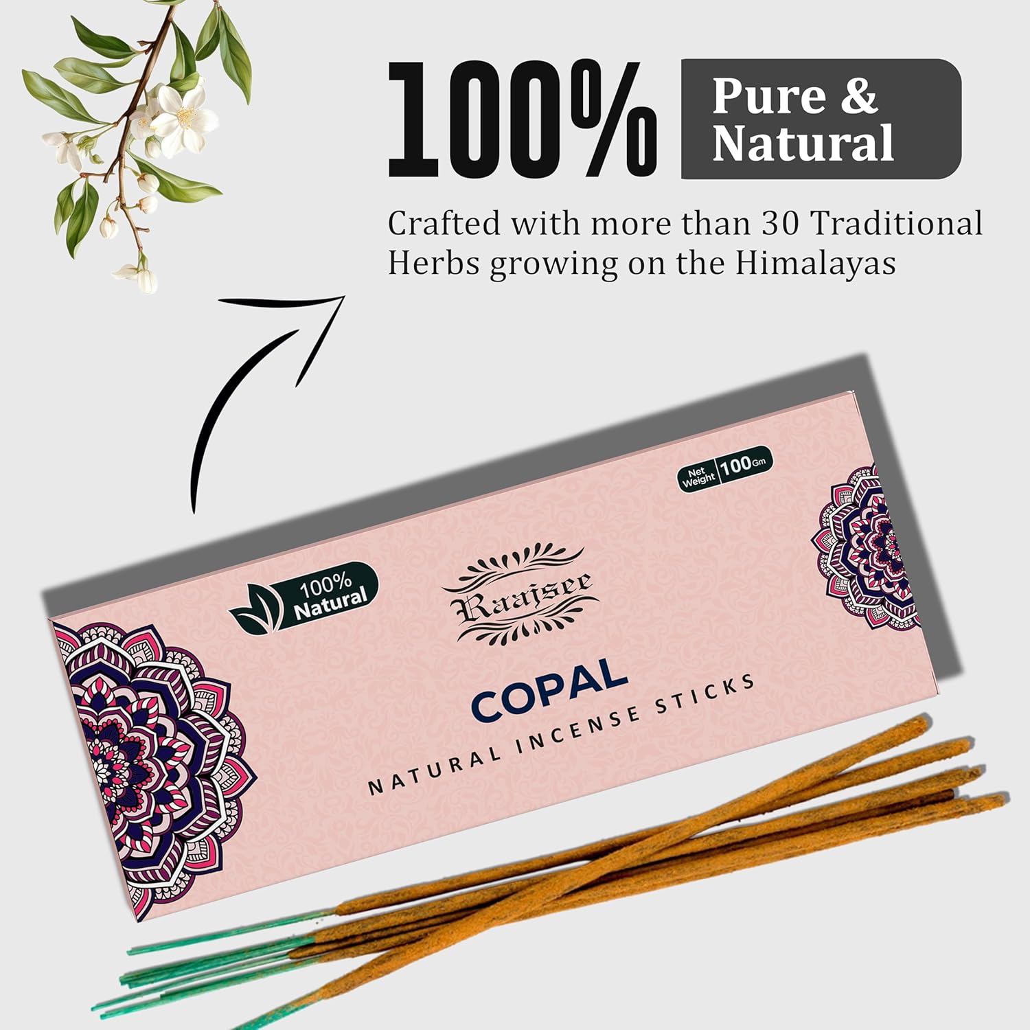100 Natural Copal Incense Sticks 100 gm Pack