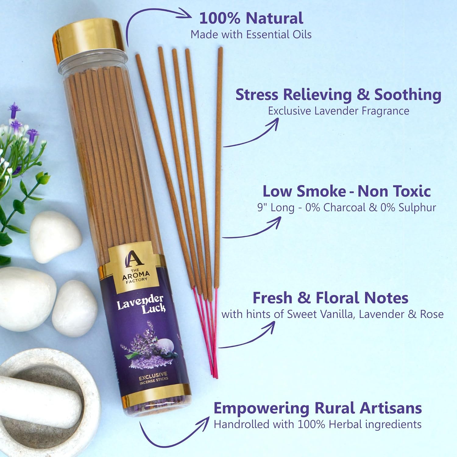 The Aroma Factory Lavender Incense Sticks for Pooja